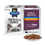 Fussy Cat [FC152228&91; Twice as Tasty系列 Little & Big Bites口味 貓濕包80g (1盒12包 - 3種味x4) (紫)