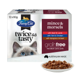 Fussy Cat [FC152227&91; Twice as Tasty系列 Mince & Morsels口味 貓濕包80g (1盒12包 - 3種味x4) (棗紅)