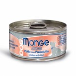 monge 意大利狗罐頭 肉絲系列 雞肉+火腿 95G x 24罐原箱優惠 (紅)
