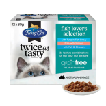 Fussy Cat [FC153102&91; Twice as Tasty系列 Fish Lovers Selection口味 貓濕包80g (1盒12包 - 3種味x4) (淺綠)