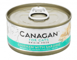原之選Canagan 貓用無穀物罐頭 [買11罐送同價1罐] - 雞肉+沙甸魚配方罐頭 75g