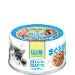 AIXIA [MT-3&91; Miaw Miaw 貓罐頭 吞拿魚+白飯魚 60g (藍色) x 24罐優惠 (日本製)