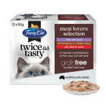 Fussy Cat [FC153103&91; Twice as Tasty系列 Meat Lovers Selection口味 貓濕包80g (1盒12包 - 3種味x4) (深啡)